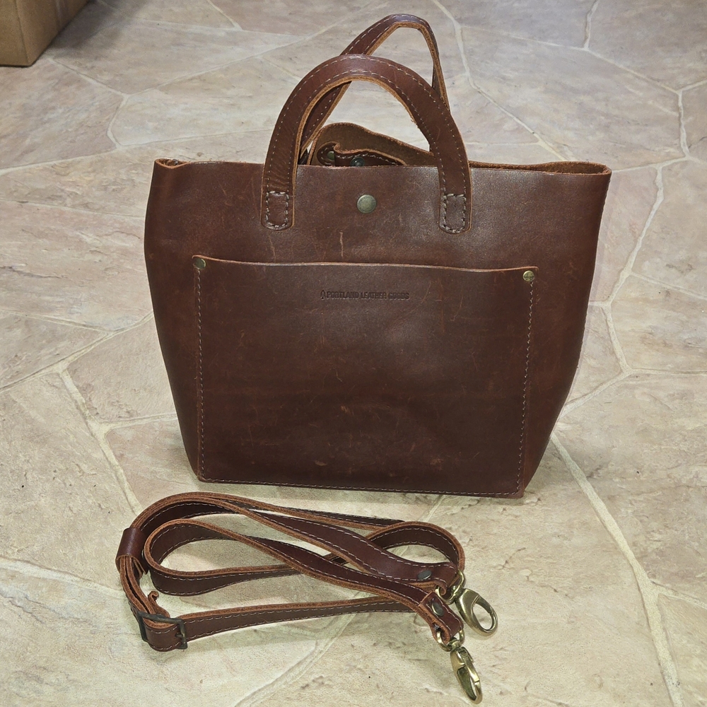 Portland Leather Rich Brown Handbag with Strap